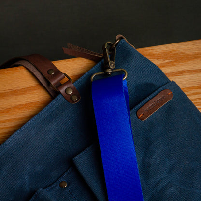 Canvas Crossbody Tote Bag with Leather Handles / Midnight Blue