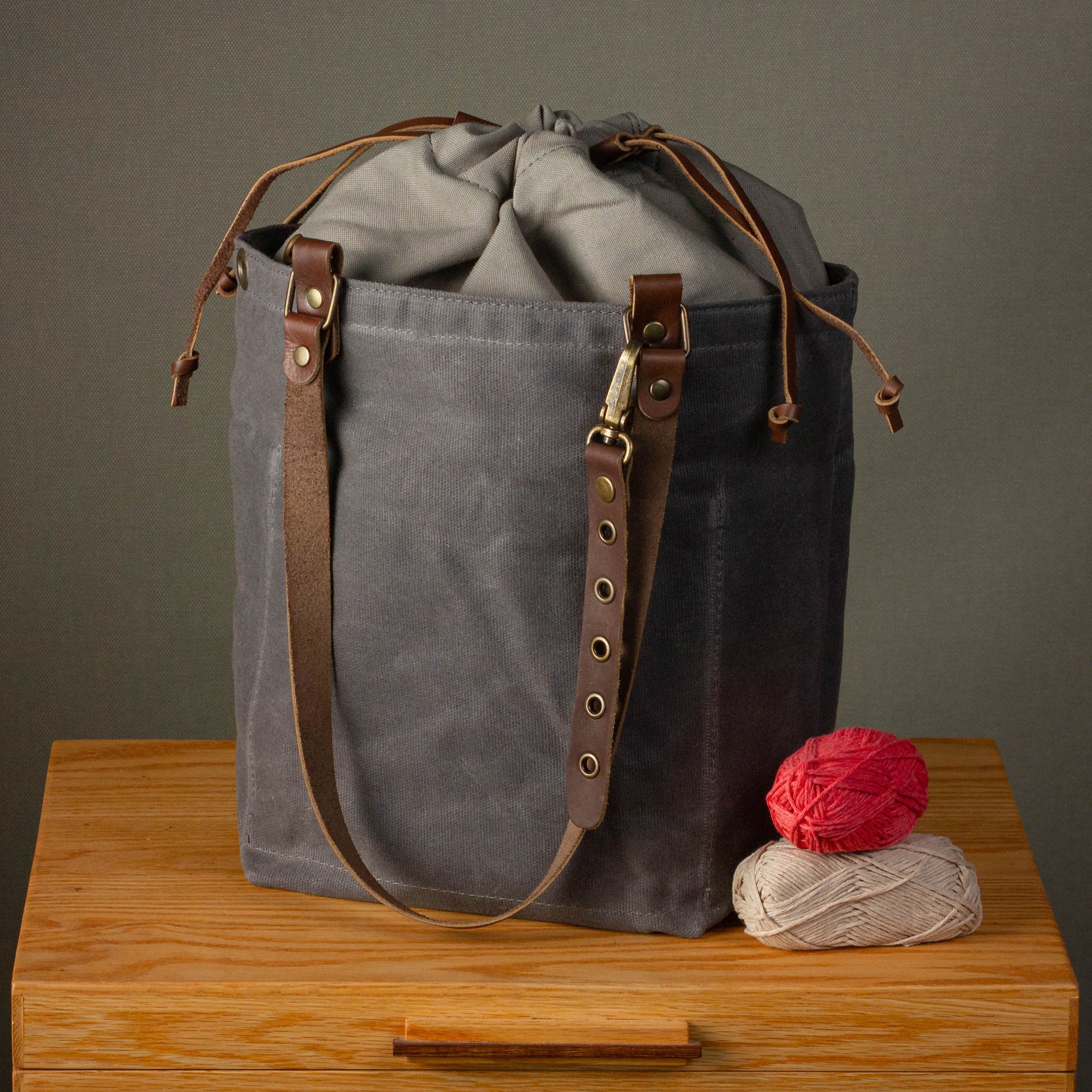 Knitting Bag Medium Ash Gray | Premium Knitting Tote – semique.com