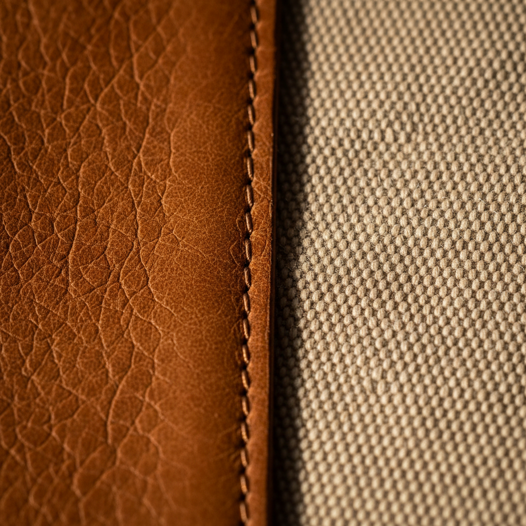 Materials That Age Beautifully
We use carefully selected leather and textile materials chosen for durability, texture, and how they evolve over time. kismina foto ekleyecegim deri ve canvas kumas ile calisiyorum. sicak renkeler, macro, 1x1 foto
